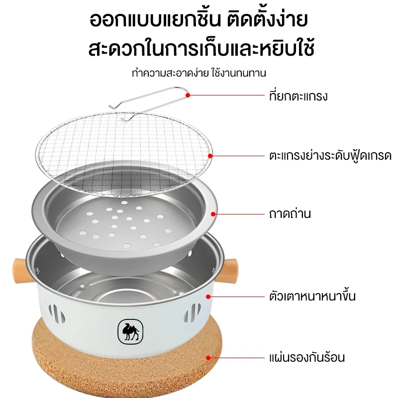 CAMEL BBQ กระทะปิ้งย่าง ชาบู 2in1เคลือบเกรดอาหาร ทำความสะอาดสะดวก เหมาะสำหรับครอบครัวและแคมป์ปิ้ง thumbnail 4