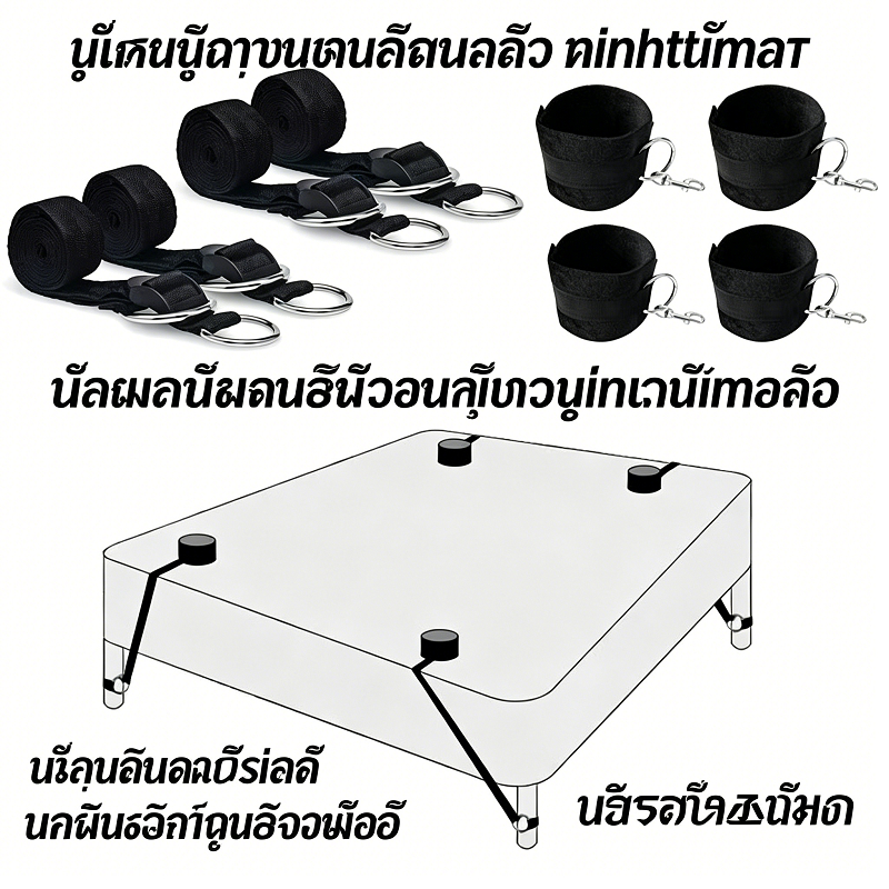 🔥พร้อมส่งค่ะ✅SM 2026 สายรัดเตียงสี่ขา อุปกรณ์พันธนาการ สายรัดแยกขา อุปกรณ์รัดตรึงบนเตียง กุญแจมือ และโซ่ตรวน