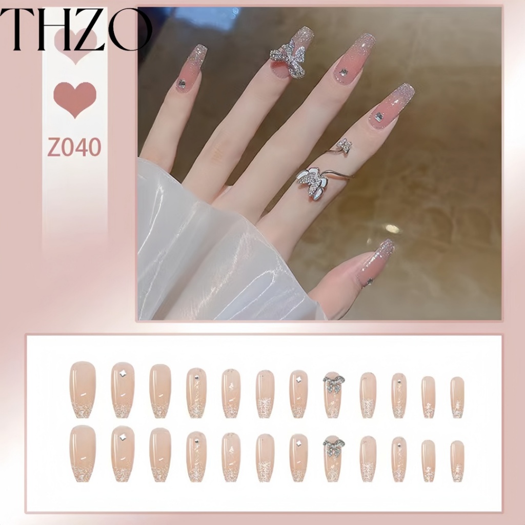 [พร้อมกาว-เล็บปลอม] เล็บปลอมติด Z040 เล็บปลอมเจล งานแฮนด์เมด ใช้ซ้ําได้ สไตล์จะได้รับการอัปเดตต่อไป