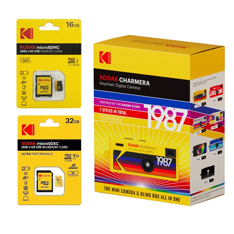 พวงกุญแจกล้องดิจิทัล Kodak Charmera ปี 1987 (กล่องสุ่ม) - สินค้าสุ่ม 1 ชิ้น | การ์ด SD 16GB และ 32GB