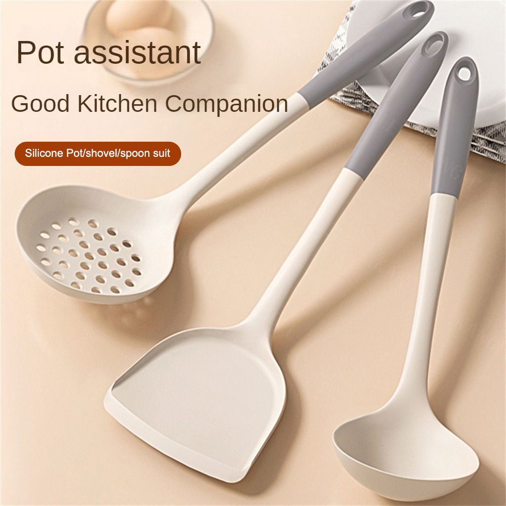 Household Silicone Spatula and Cooking Spoon Set, High Temperature Resistant, Food Grade Non-Stick Material, Kitchen Ute