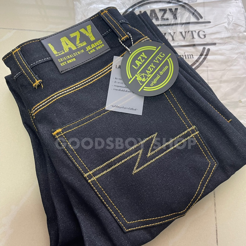 LAZYกางเกงยีนส์ผ้าดิบ16Oz.รุ่นครบรอบ5ปีของแท้100%