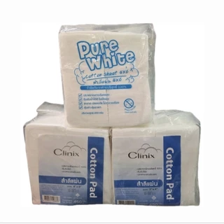 สำลีแผ่น ห่อใหญ่ 450g Clinix / Pure White ปราศจากสารเรืองแสง