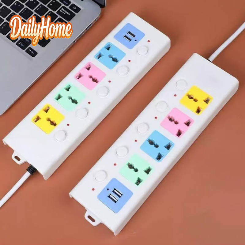 รางปลั๊กไฟ 4 ช่อง 2 USB สวิตช์แยก|สายยาว 2/8 เมตร ปลอดภัย|ปลั๊กไฟหลายช่อง ควบคุมอิสระ ใช้ในบ้าน/สำนักงาน – โปรปัง
