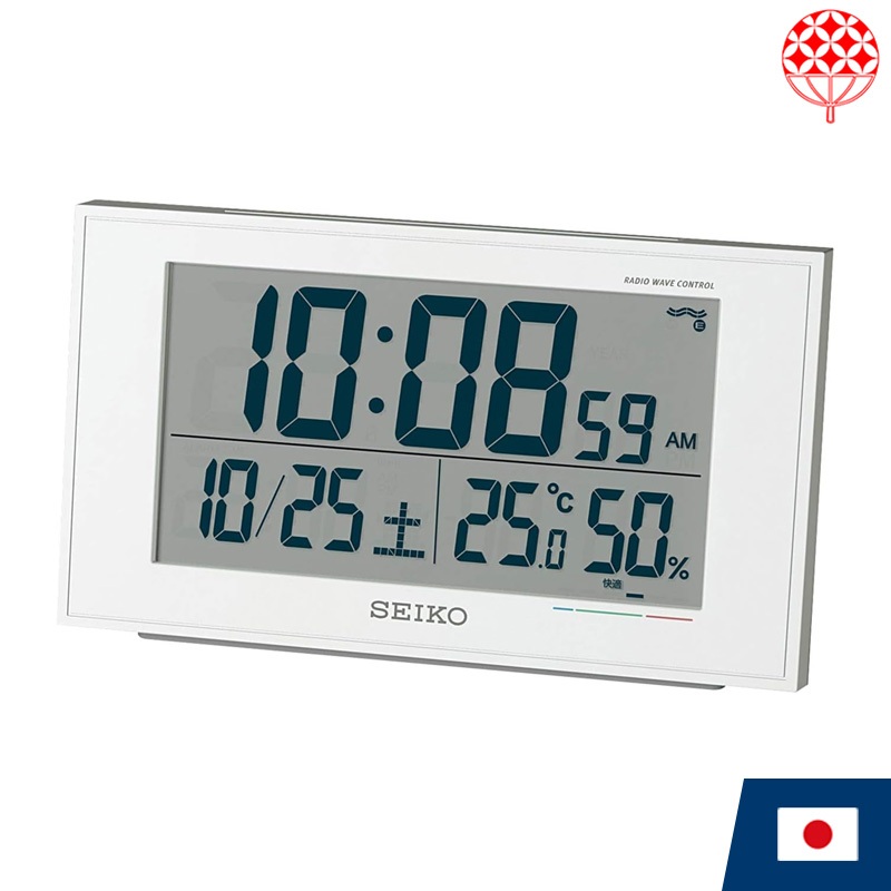 Seiko Clock Radio-Controlled Alarm Clock BC402W – White Pearl [Direct from Japan]