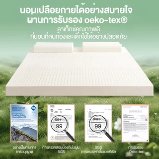 ที่นอนยางพารา 100% ยางฉีดไม่ใช่ยางอัด แก้ปวดหลัง ไม่ยุบง่าย ระบายอากาศดี COD