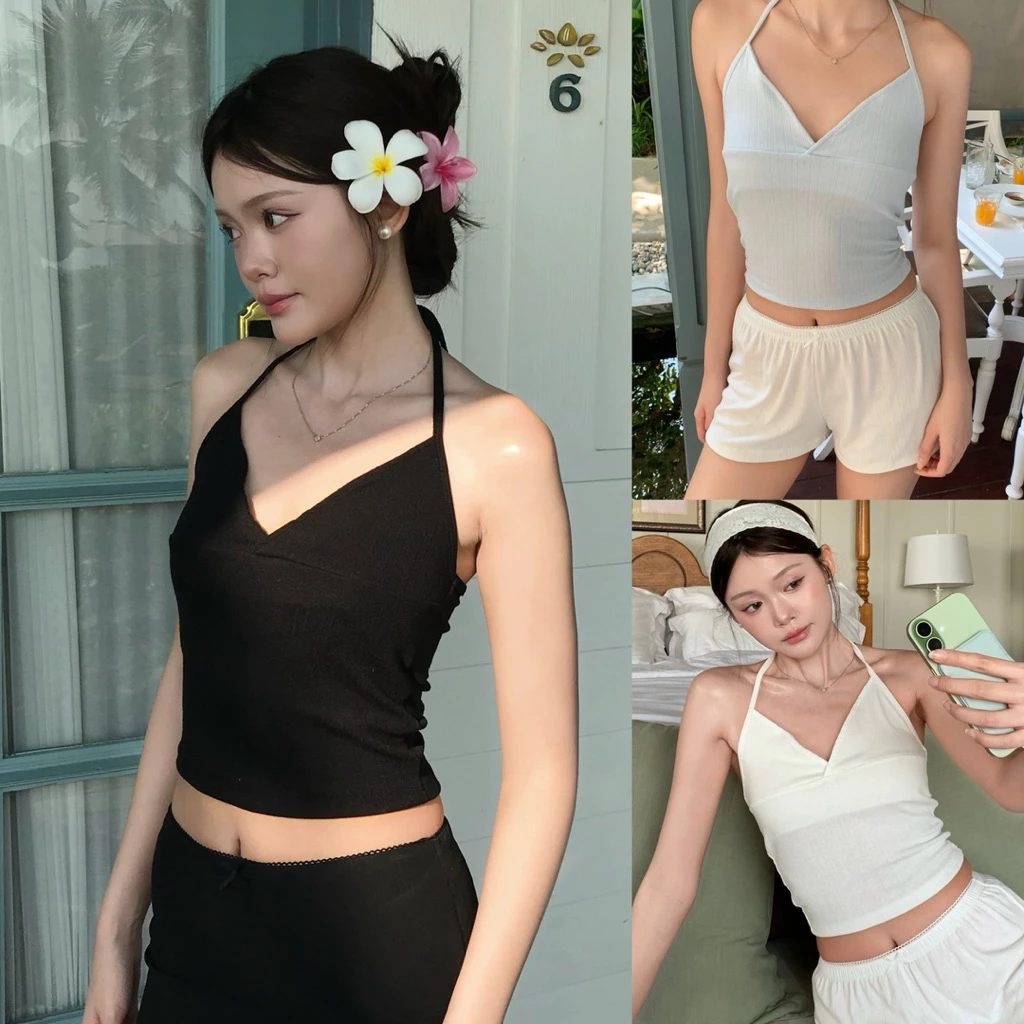 (ไม่ผลิตเพิ่ม)BEMYCHICเสื้อคล้องคอ รุ่นLune Top