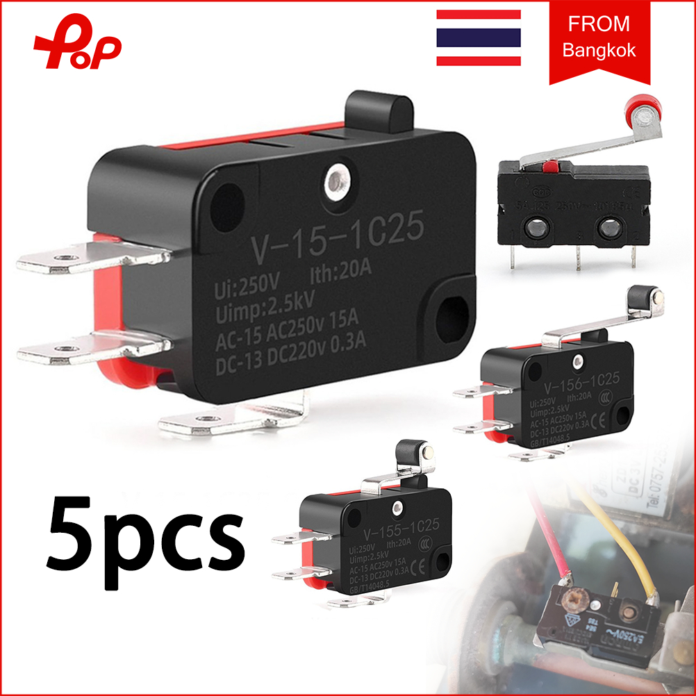 5 ชิ้น ลิมิต สวิตซ์  Micro Limit Switches Momentary Snap Action Limit Switch 16A 250V 125V SPST 16mm 52mm