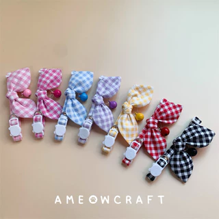 ปลอกคอแมว ตัวล็อกนิรภัย ปลอกคอสัตว์เลี้ยง ผ้าคอตตอนแท้ [ผูกโบว์🎀] แบบใหม่🔆