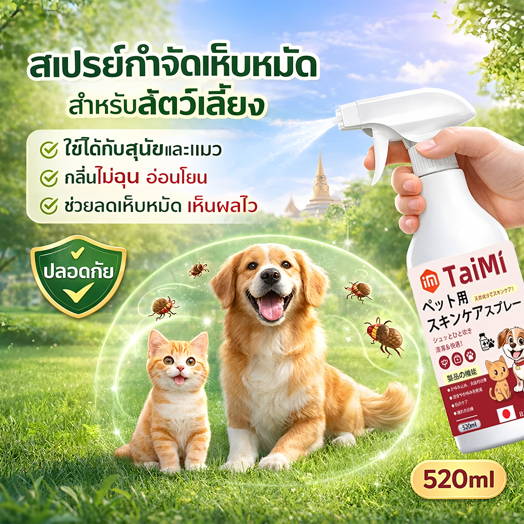 👉สเปรย์กำจัดเห็บหมัด 520ml สำหรับสุนัขและแมว สูตรสมุนไพร ช่วยลดเห็บหมัด เห็นผลไว กลิ่นไม่ฉุน ใช้งานง่าย