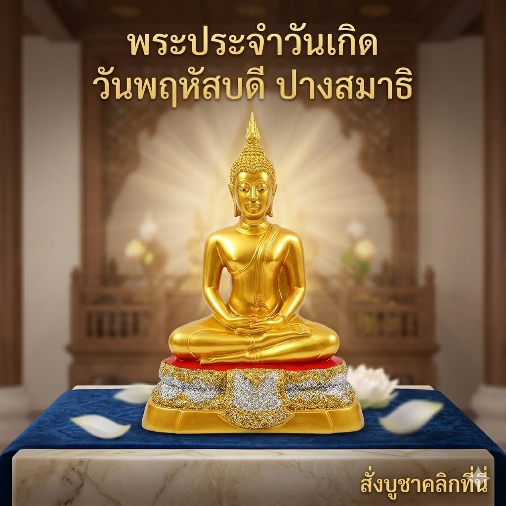พระพุทธรูปประจำวันเกิด วันพฤหัสบดี ปางสมาธิ หน้าตัก 3 นิ้ว พระประจำวันเกิด เสริมสิริมงคล สติปัญญา