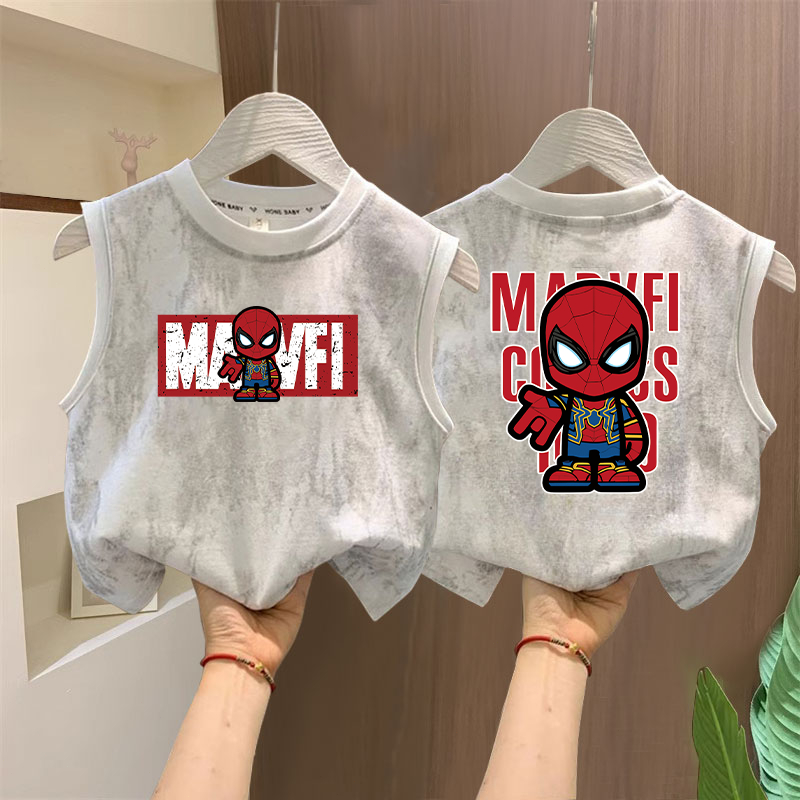 พร้อมส่ง ส่งจากไทย COD ผ้าฝ้าย100% เสื้อกล้ามเด็ก Spider-Man ลวดลายการ์ตูน มัดย้อม เสื้อกั๊ก แฟชั่น นุ่มสบาย 3-12ปี ราคา ถูกที่สุด ดีลบีเคเค แกลเลอรีภาพที่ 8