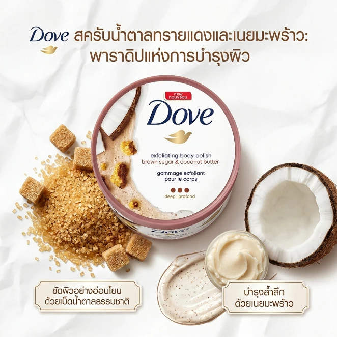 โดฟ Exfoliating Body Polish Set 7 ชนิด น้ำยาล้างตัวเบาโดฟ สครับร่างกาย ล้างเซลล์ผิวตาย กลิ่นหอมนาน 298g thumbnail 5
