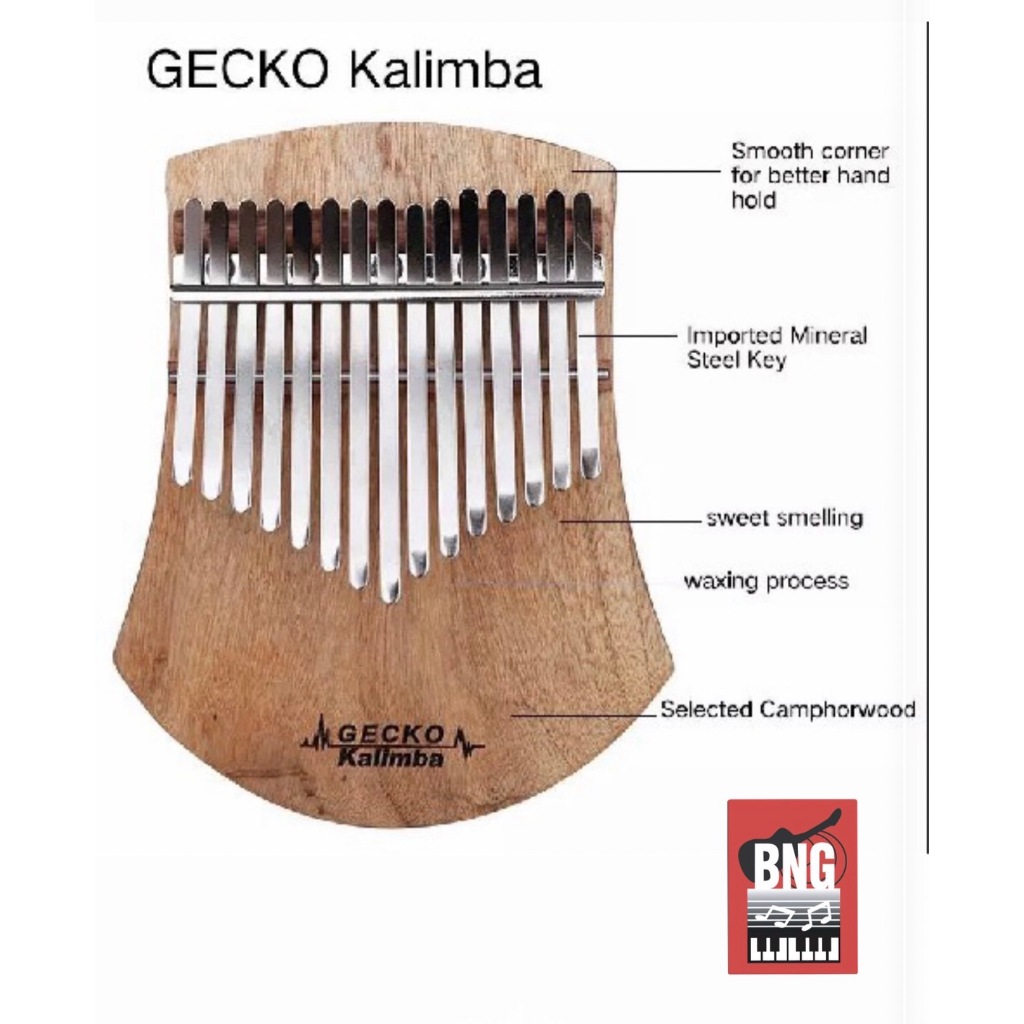 GECKO KALIMBA K17CAS คาลิมบา แบบแผ่นเรียบ ขนาด 17 คีย์ เล่นง่าย ถนัดมือ