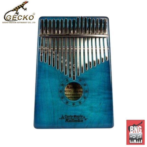 GECKO Kalimba GECKO MC-BL ไม้ Solid Maple Curly Wood กล่องโลหะ Carbon Steel 17 คีย์ สีน้ำเงิน