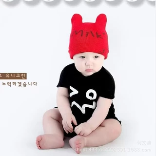 ไหมพรมหมวกMILKเด็กน่ารักมี4สีไหมพรมยืดนิ่ม หมวกมีหูตั้ง