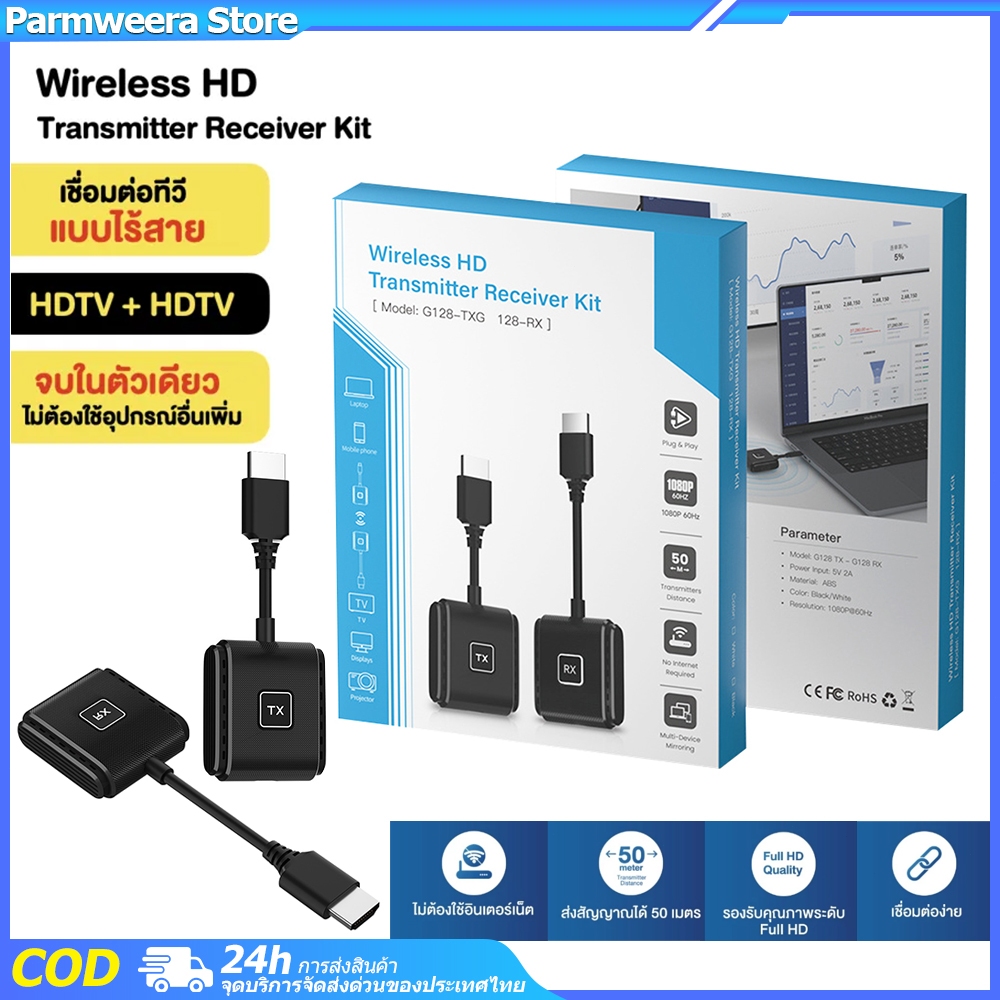 🔥รุ่นอัพเกรด🔥HDMI Wireless 4K/1080P อุปกรณ์แชร์หน้าจอ ต่อคอมพิวเตอร์เข้ากับจอทีวี​/คอมพิวเตอร์