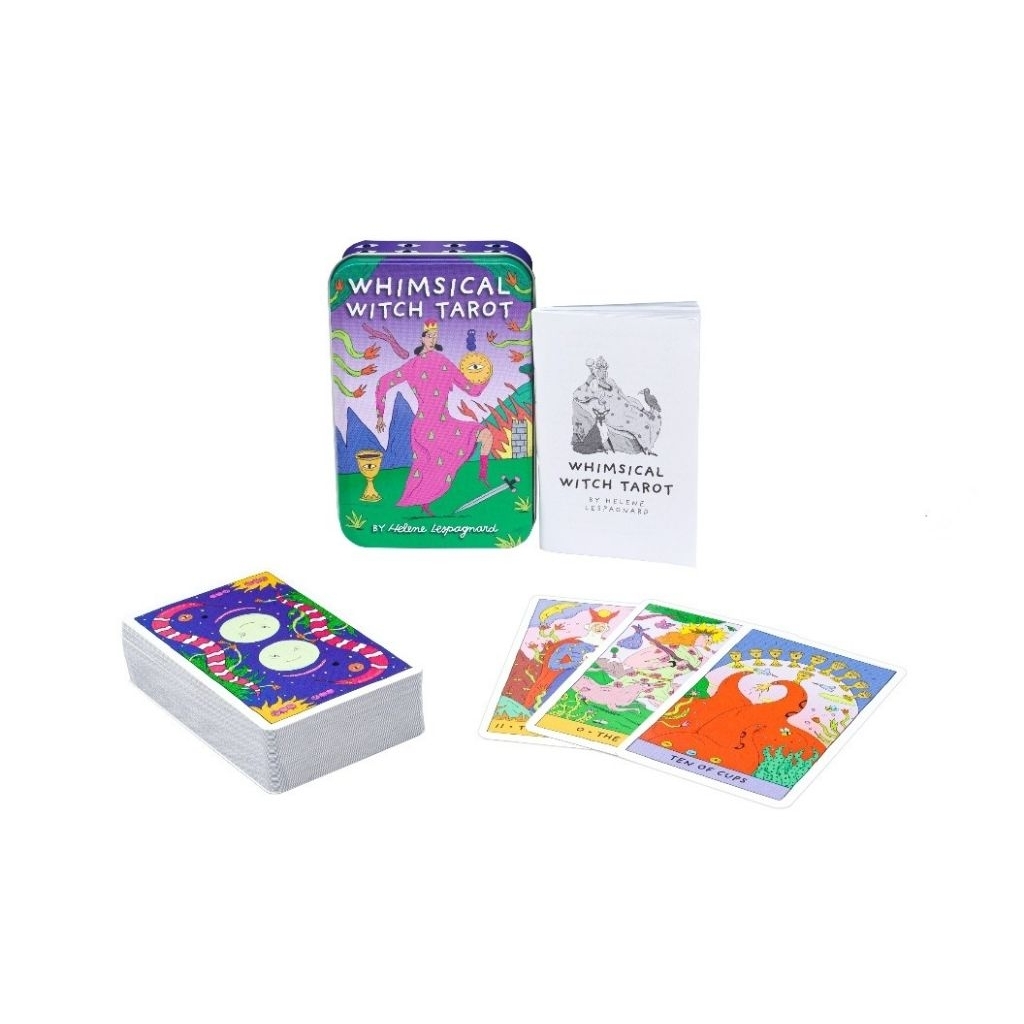 Whimsical Witch Tarot Tin ไพ่ยิปซีแท้ในกล่องเหล็กขนาดพกพา Tarot Cards