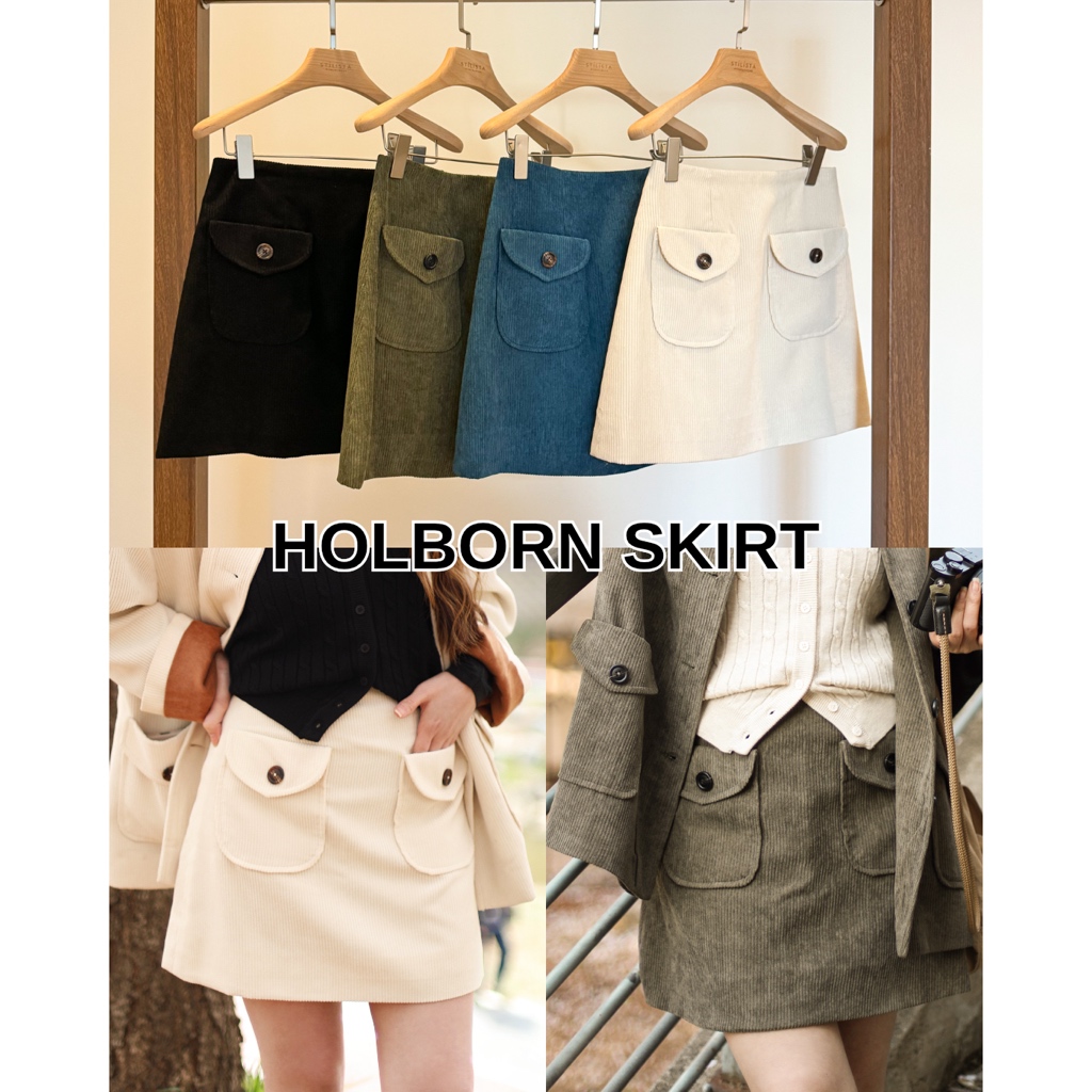 (2-3วันจัดส่ง) HOLBORN SKIRT - Stilista กระโปรงสั้นผ้าลูกฟูก