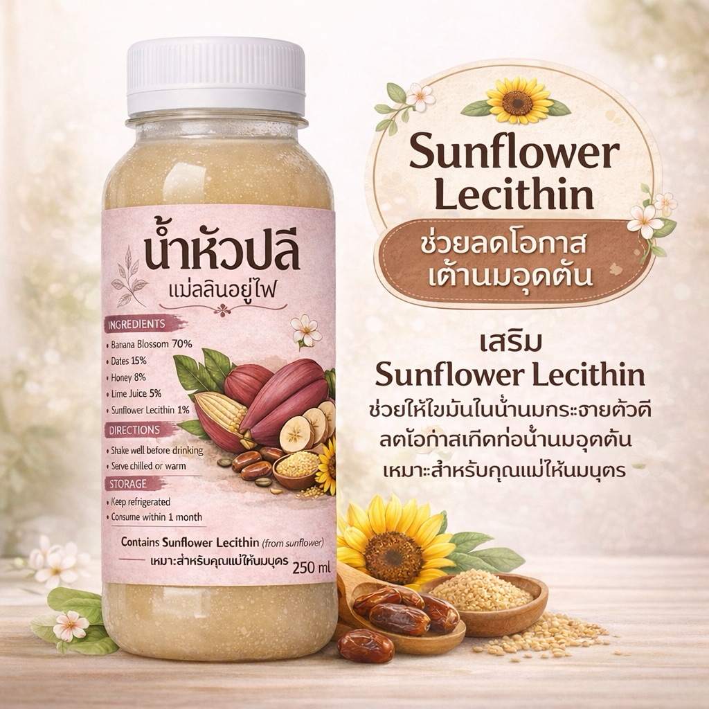น้ำหัวปลีสด (สูตรเพิ่ม Lecithin จากดอกทานตะวัน) 24 ขวด