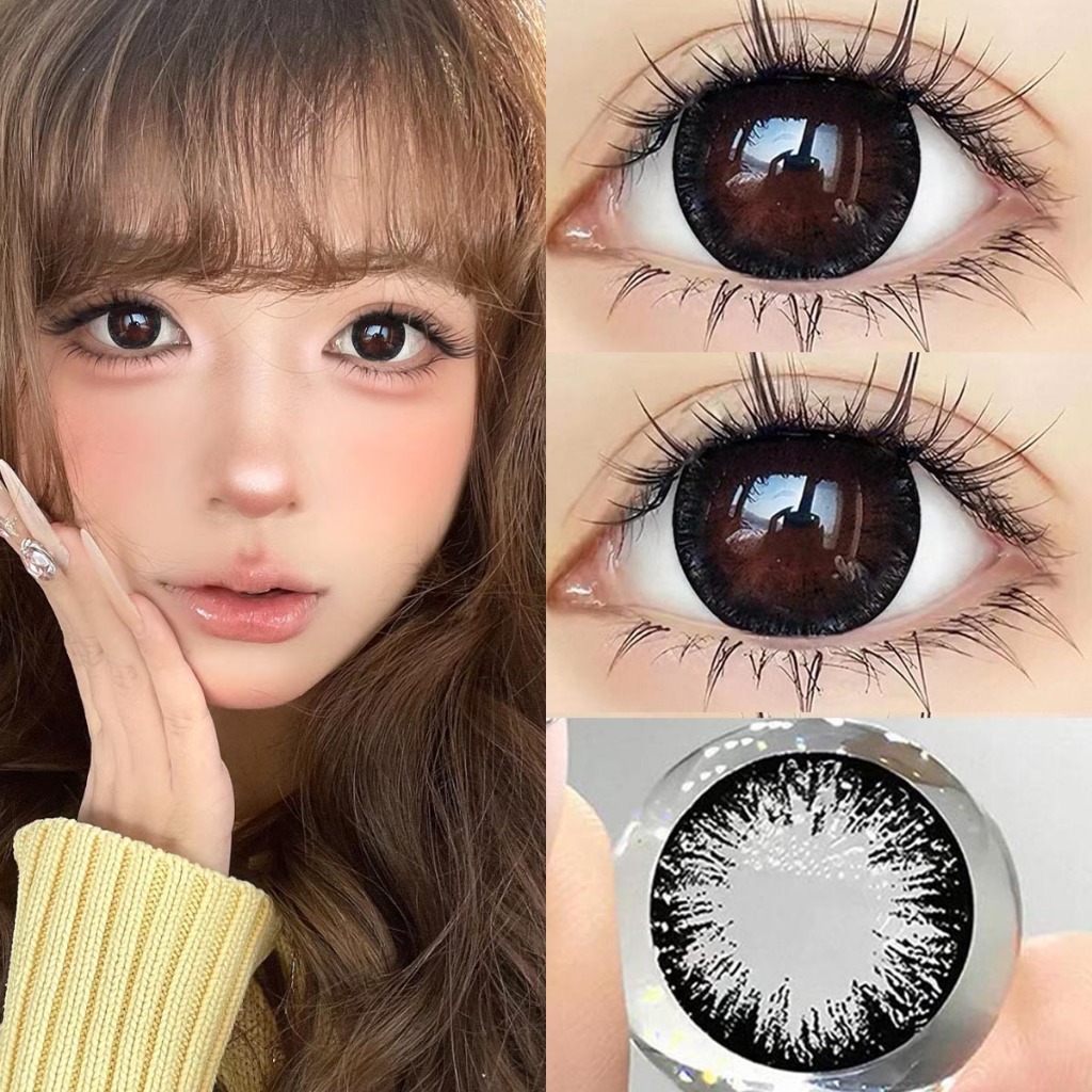 Midroo【COD】🍭คอนแทคเลนส์ Big eyes คอนแทคคอนแทคเลนส์สี🌈 คอนแทคเลนส์ black/brown-14.5mm 1คู่