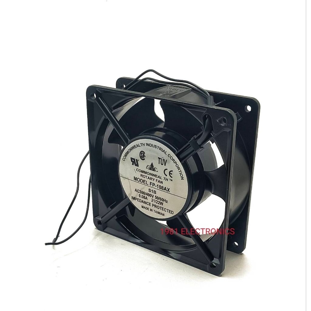 พร้อมส่ง พัดลม 4.5นิ้วเหลี่ยม  380Vac 120x120x38MM  MODEL. FP-108-1S1-BU ROTARY FAN AC380V 50/60Hz 0