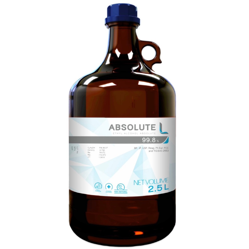 ABSOLUTE L 99.8% (2.5 Litres) แอ็บโซลูท แอล 99.8% (Ethyl Alcohol Absolute) 2.5ลิตร