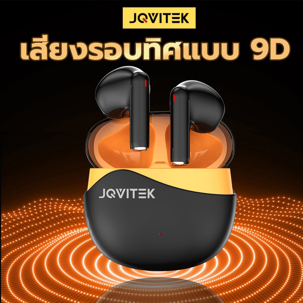 JQVITEK หูฟังไร้สายบลูทูธ หูฟังบลูทูธ 5.4 สเตอริโอ Hi-Fi หูฟัง ENC หูฟังตัดเสียงรบกวน ไมโครโฟนในตัวที่คมชัด EP35C