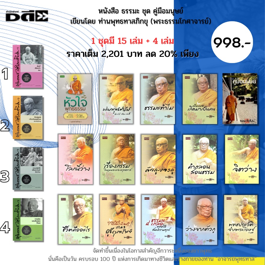 หนังสือ ธรรมะ ชุด คู่มือมนุษย์ (1 ชุดมี 19 เล่ม) เขียนโดย ท่านพุทธทาสภิกขุ พระธรรมโกศาจารย์ พุทธวจน