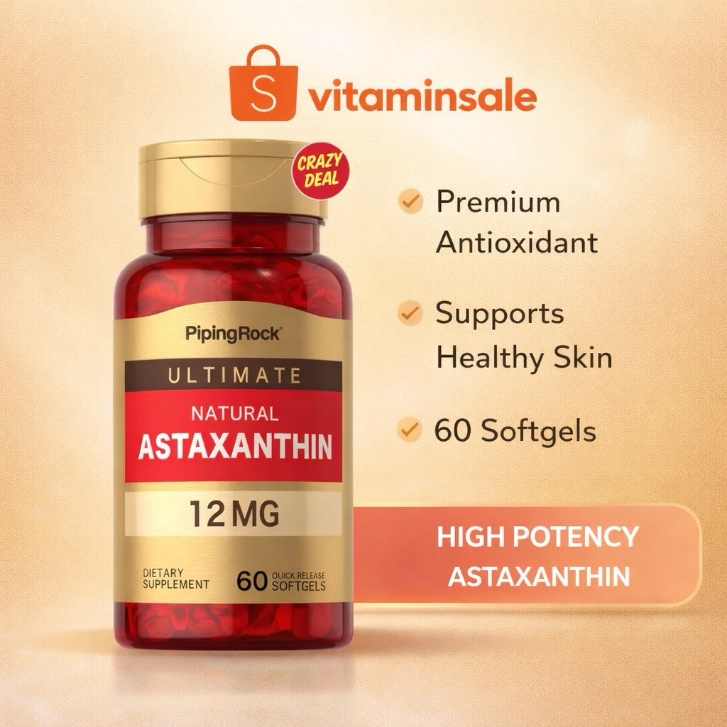 Piping Rock Astaxanthin 12mg 60 Softgels thumbnail 3