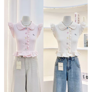 G-rose เสื้อแขนกุดปกหยัก ผ้าร่องลายริ้ว