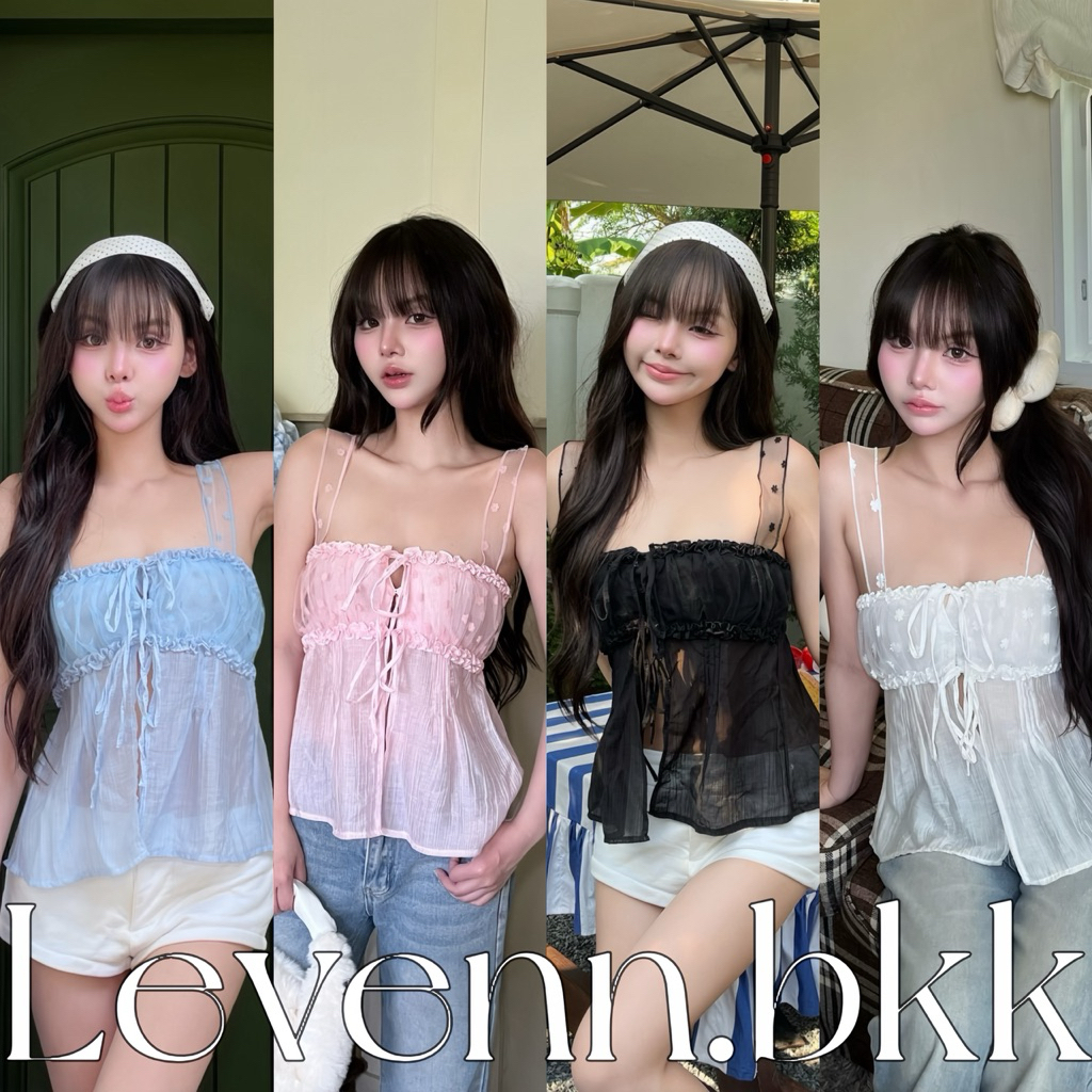 Levenn.bkk • Nassy Top  เสื้อสายเดี่ยว   แต่งกระดุม สวยเรียบหรู (น้องบางนะคะแต่สวยมาก) น่ารัก กระชับพอดี ผู้หญิง