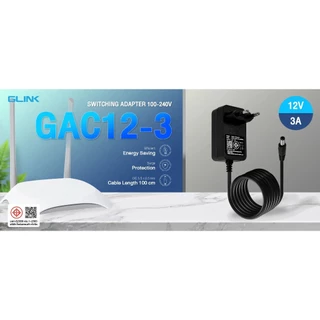 อะแดปเตอร์แปลงไฟ 12V 3A GLINK รุ่น GAC12-3 หัวแจ็ค DC AC 100-240V 50/60 Hz ความยาวสายไฟ 100 ซม.
