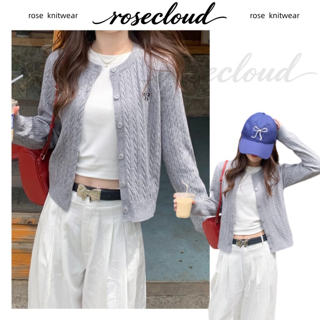 🌟rosecloud🌟เสื้อคาร์ดิแกนไหมพรมยาวสไตล์เกาหลีสีสันสดใส มีกระดุมด้านหน้า ใช้งานได้จริง นุ่ม ยืดหยุ่น และสวมใส่สบาย