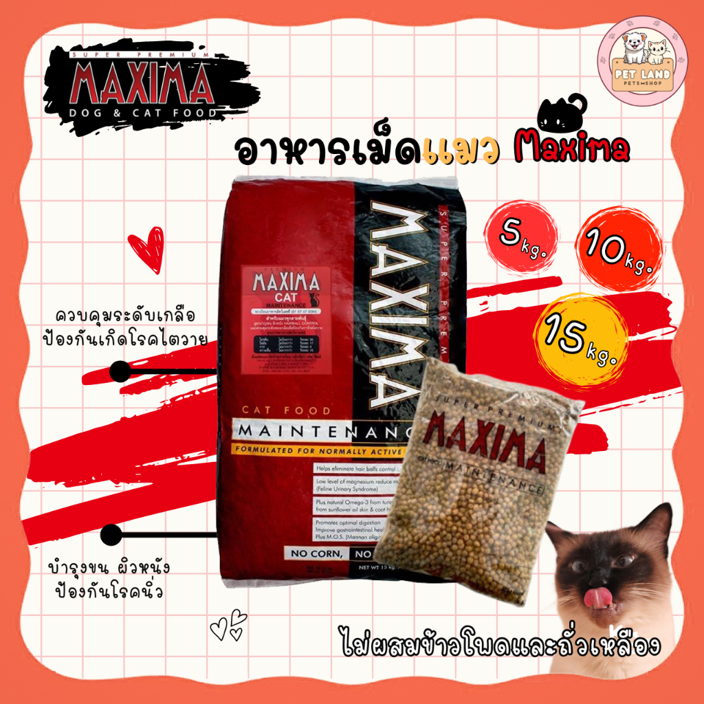 MAXIMA แม็กซิม่า อาหารแมว 5,10,15 กิโล สำหรับแมวทุกสายพันธุ์