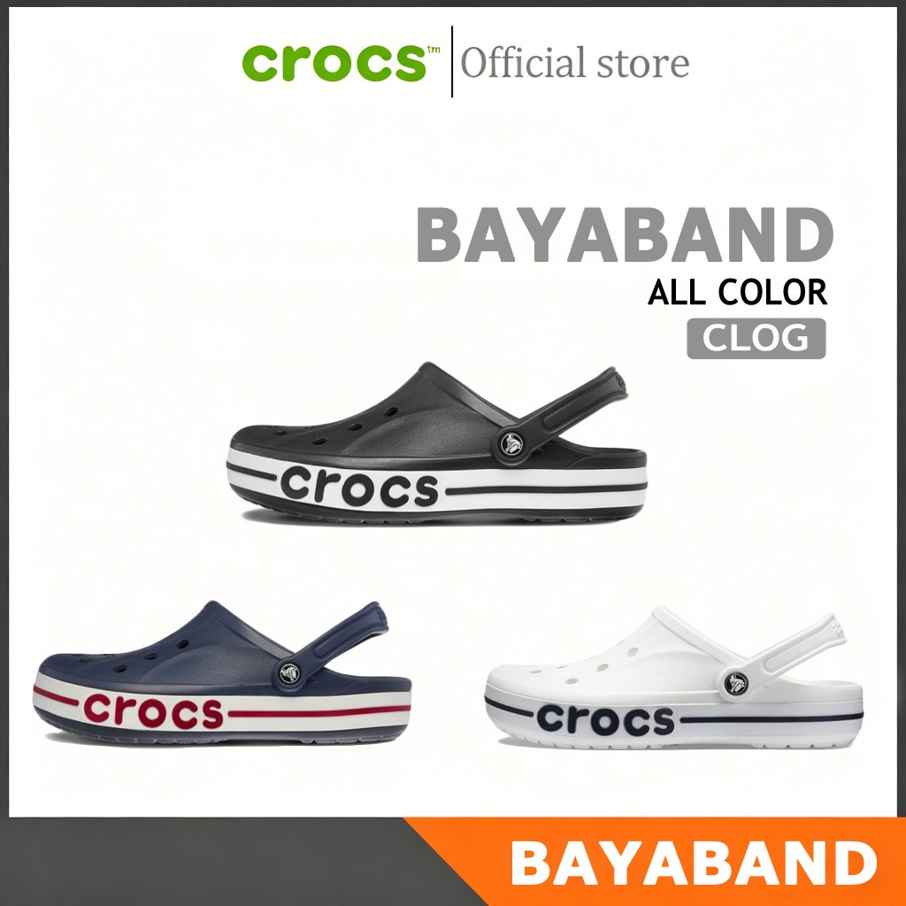 CROCS Bayaband Clog ผู้ใหญ่ สีขาว/น้ำเงินกรม/ดำ ใส่สบาย น้ำหนักเบา ทันสมัยสวย