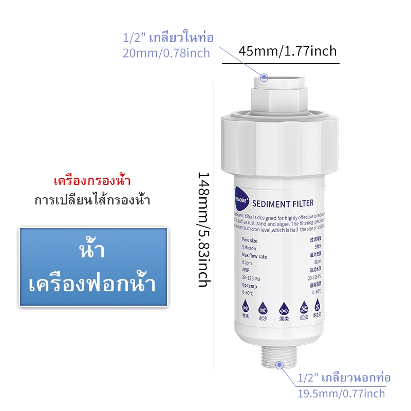 กรองฝักบัว แท่งกรองน้ำ ฟิลเตอร์กรองน้ำ กรองน้ำประปา รุ่นใหม่เปลี่ยนไส้กรองได้ กรองน้ำใช้ ฝักบัวกรองน้ำ หัวฝักบัว