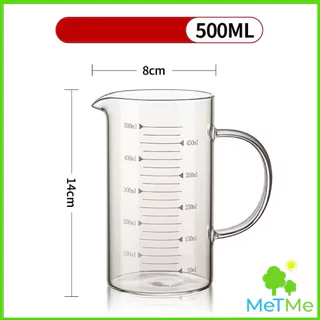แก้วตวง​ทรงแก้ว ถ้วยตวง แก้วชง​ชา​ ชงกาแฟ​ เหยือกตวง แก้วมีหูจับ เข้าไมโครเวฟได้ 350ml 500ml 1000ml