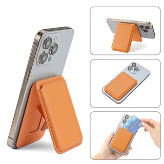 Novvia ซองใส่บัตรแบบหนัง ตั้งพับเก็บได้ สำหรับโทรศัพท์หรือเคสที่ ชาร์จไร้สาย