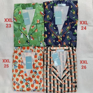 ชุดนอนผ้าซาตินแขนสั้น ขาสามส่วน ไซส์ XXL