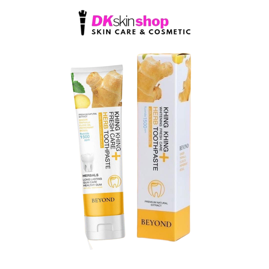 บียอน ยาสีฟัน ขิง ขิง ไวท์เทนนิ่ง เฟรช แคร์ เฮิร์บ BEYOND KHING KHING WHITENING FRESH CARE HERB TOOTHPASTE (ปริมาณ 60g.)