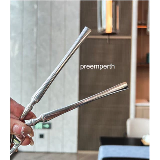 Preemperth-(1 ชิ้น)ชุดมีดส้อม และช้อนสแตนเลส 304 ทรงเพรียว หนา มีน้ำหนัก หรูหรา สไตล์ฝรั่งเศส