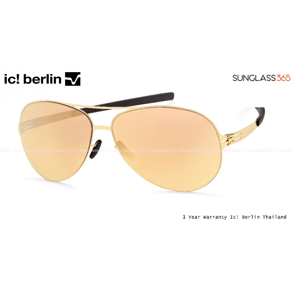 มือสอง ของแท้ แว่นตา กันแดด IC Berlin Sunglasses Aviator Raf S Gold Gold Mirror