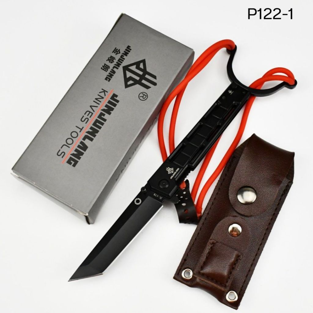P122 หนังสติ๊กพับได้ ใช้งานได้หลากหลาย สำหรับการเอาชีวิตรอดในป่า มีดพับ Jinjunglang knives tool JL-17A สินค้าพร้อมส่ง
