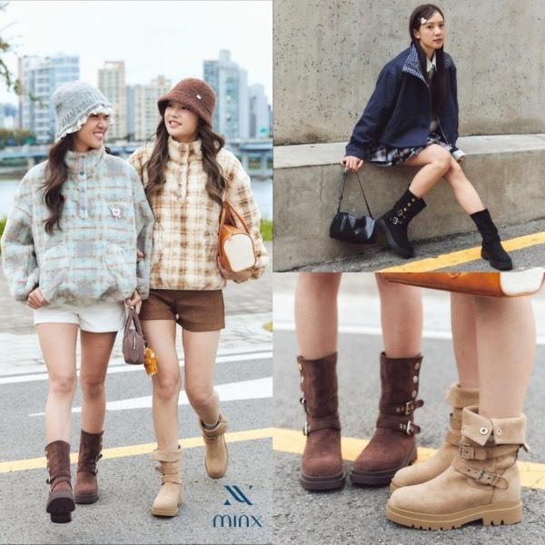 Minx รุ่น Rina รองเท้าบูท ทรงสูง ประดับเข็มขัด พับได้ minxshoes