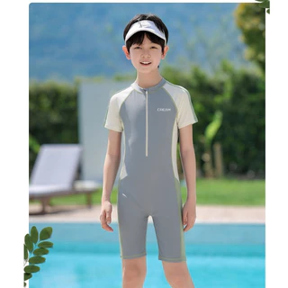 NT-217 🌊 [URBAN POOL VIBES] ชุดว่ายน้ำบอดี้สูทดีไซน์สุดคูล เรียบแต่โก้! ⛱️ชุดว่ายน้ำเด็กวันพีซซิปหน้า สีพาสเทล 🌊👶