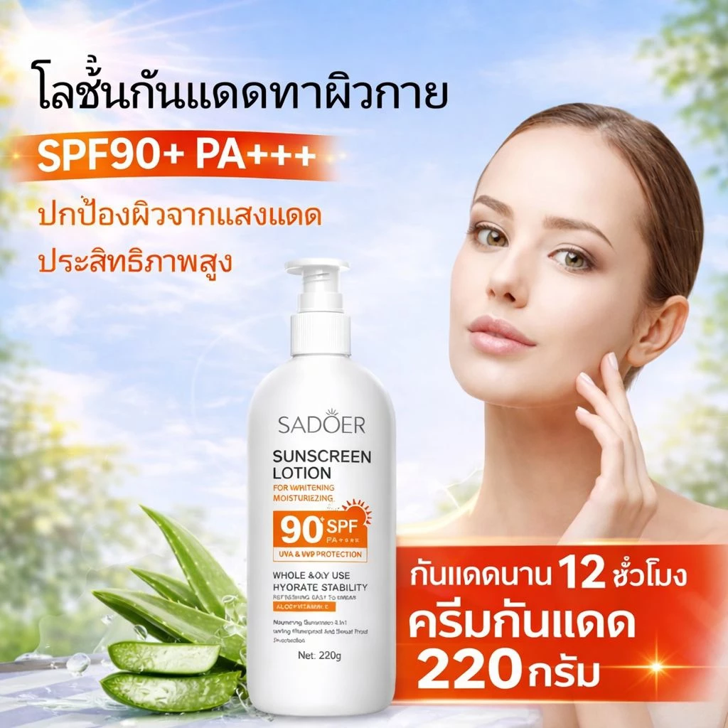 โลชั่นกันแดด SPF90+ PA+++ 220 กรัม