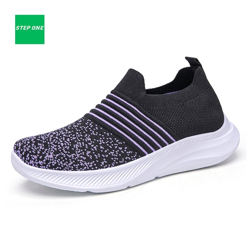 รองเท้าผ้าใบผู้หญิง ใส่สบาย รองเท้าผ้าใบแฟชั่นผู้หญิง💕 แบบสวม Flyknit น้ำหนักเบา ระบายอากาศดี เดินนุ่ม พร้อมส่ง ส่งไว