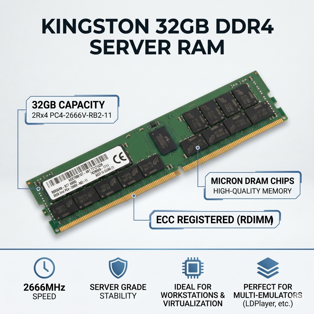 RAM Server มือสอง Kingston 32GB DDR4 2666MHz ECC RDIMM ประกัน 90 วัน