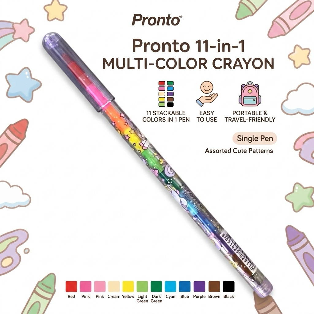 ดินสอสี เปลี่ยนไส้ Pronto แยกแท่ง (11 สี ใน 1 แท่ง) | ลายน่ารัก คละลาย ระบายสี